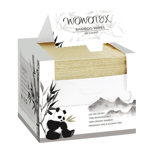 Bamboo Rayon Disposable Face Towel Biodegradable Large Dry Face Wipes 60 Count/1 Box Extra Thick Soft Clean Facial Towels for Sensitive Skin, Makeup Removing, Facial Cleansing, Nursing, Travel-FemmiqueWomen