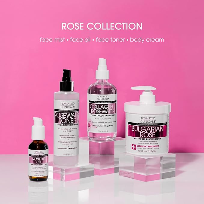 Advanced Clinicals Bulgarian Rose Lotion For Women | Rose Scented Vitamin C Body Lotion Cream | Visible Anti Aging Vitamin E Moisturizer Body Butter Improves Look Of Sagging Dry Skin & Texture, 16 Oz-FemmiqueWomen