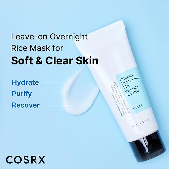 COSRX Ultimate Nourishing Rice Overnight Spa Mask, 60ml / 2.02 fl.oz | Rice Extract 68% and Niacinamide 2%, Korean Skin Care, Animal Testing Free, Paraben Free-FemmiqueWomen