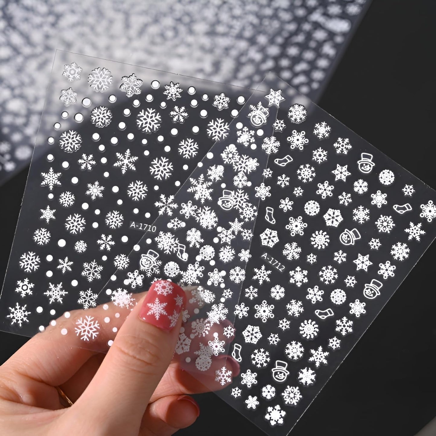12 Sheets Christmas Nail Art Stickers 3D Holiday Stickers Self Adhesive Christmas Nail Decals Snowflake Art Supplies Decoration Accessories for Women & Girls-FemmiqueWomen