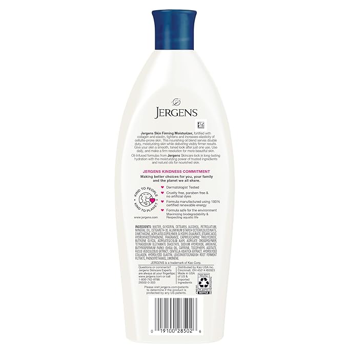 Jergens Skin Firming Body Lotion for Dry to Extra Dry Skin, Skin Tightening Cream with Collagen and Elastin, Hydralucence Blend Formula, 16.8 oz-FemmiqueWomen