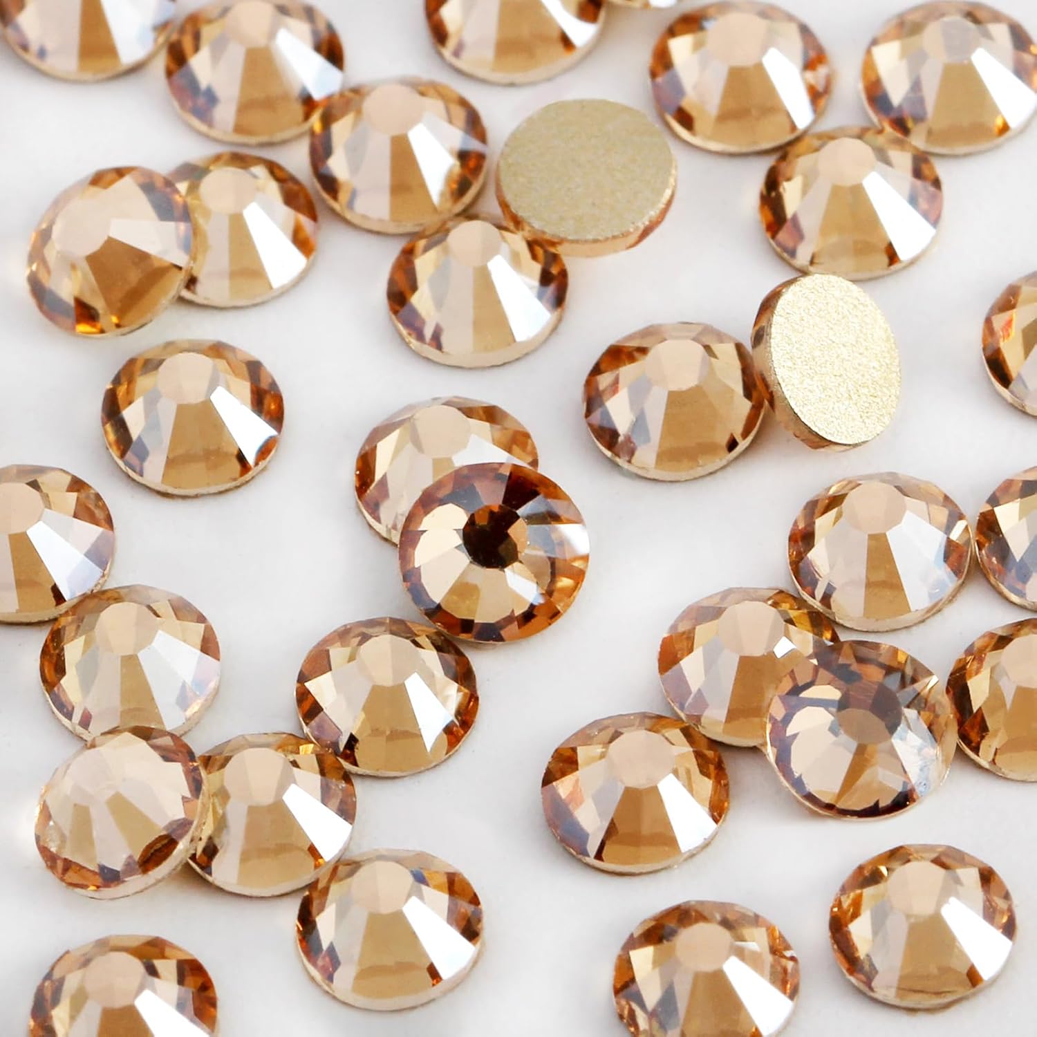 3000 PCS SS8 Flatback Rhinestones,12-Facet Diamond-Cut Glass Gems for Nail Art,Clothing,DIY Crafts,Glue-On Decoration Stones with Silver Backing,Golden Shadow-FemmiqueWomen