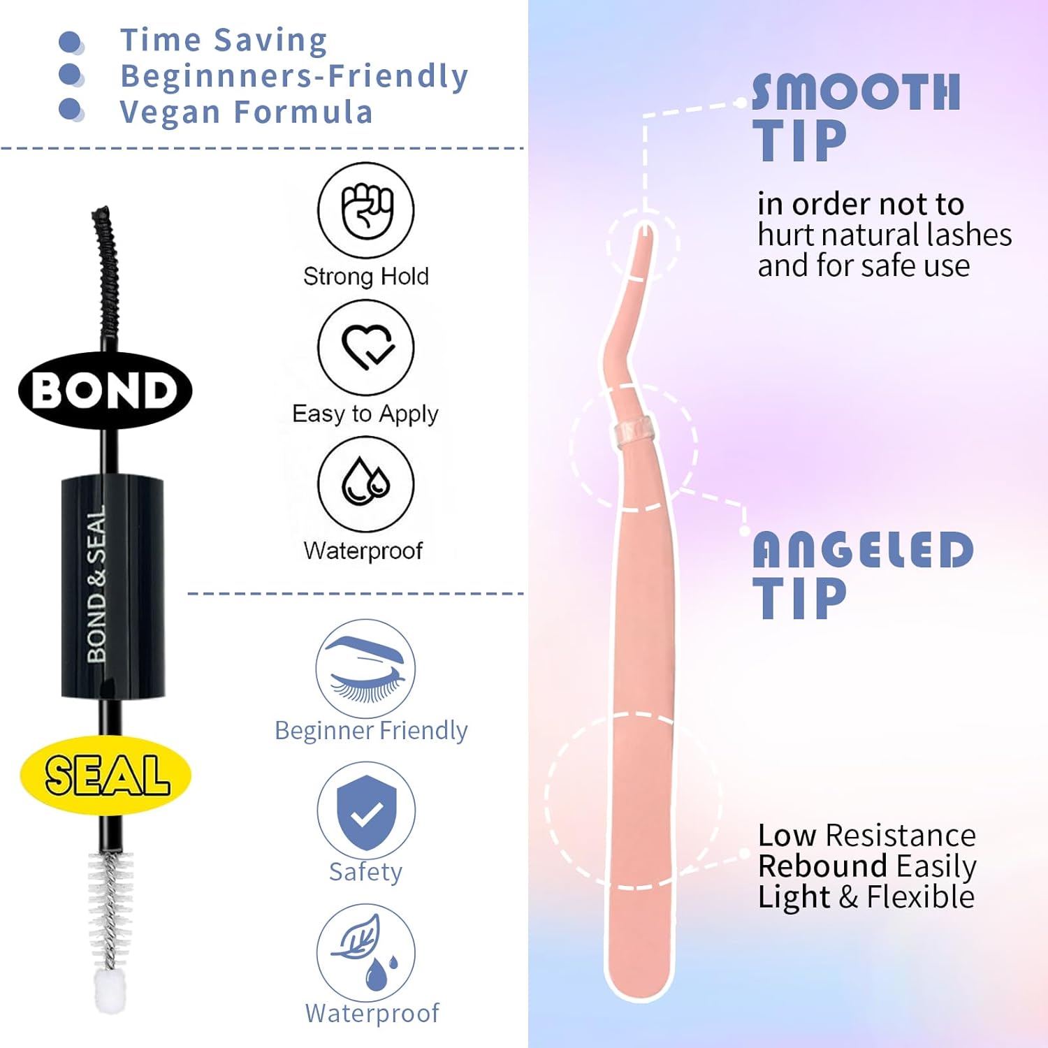 Lash Extension Kit 50D Fluffy Cluster Eyelash Extensions Kit 300 Pcs DIY Individual Lashes Kit with Lash Bond and Seal and Lashes Tweezers 8-16mm Mix D Curl Wispy False Eyelashes Pack, by Yaiseiko-FemmiqueWomen