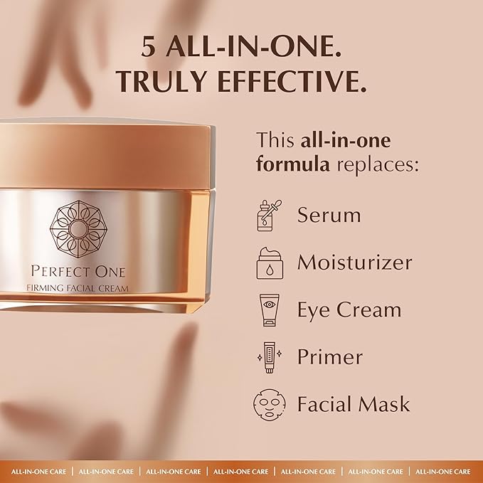 PERFECT ONE Firming Facial Cream - Helps The Skin Appear Firmer & Brighter - All-in-One Ultra Hydrating Serum, Moisturizer, & Eye Cream - With Niacinamide, Collagen, Squalane & Hyaluronic Acid, 50g-FemmiqueWomen
