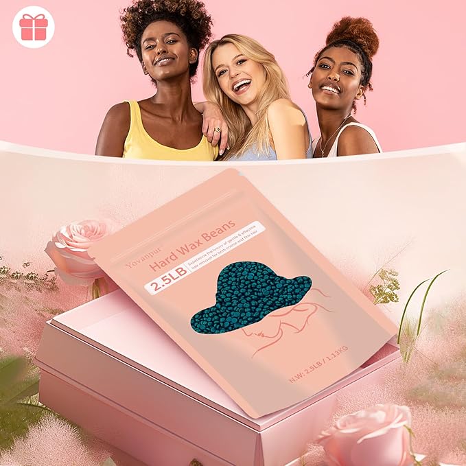 2.5lb Hard Wax Beads For Hair Removal, Yovanpur Waxing Beans for Sensitive Skin, Face, Eyebrows, Bikini, Brazilian, Legs and Full Body Bulk-FemmiqueWomen