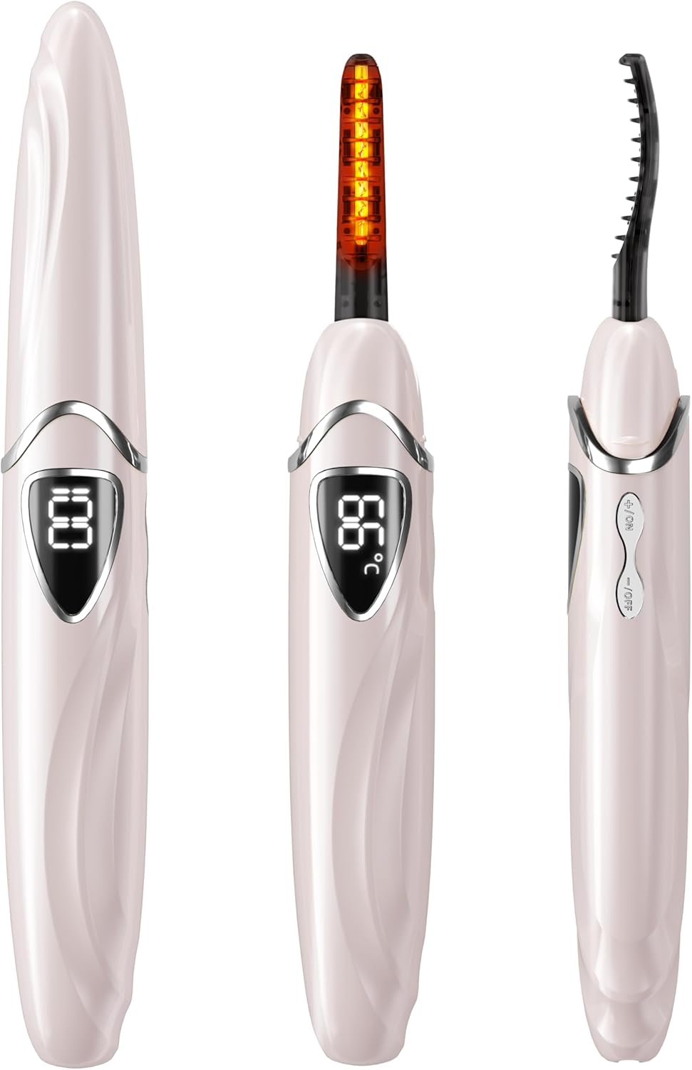 Heated Eyelash Curler, S600 Heated Lash Curler, Accurate Temperature Control Electric Eyelash Curler Heated - Intelligent Power Off, Natural Long Lasting Makeup - Primrose Pink/Silver-FemmiqueWomen