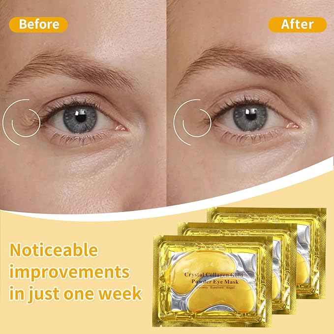 30 Pairs Under Eye Patches,Gold Under Eye Mask,Eye Masks Skincare Enriched with Collagen,Eye Patches for Puffy Eyes and Dark Circles,Undereye Bags,Reduce Wrinkles,Anti-Aging-FemmiqueWomen