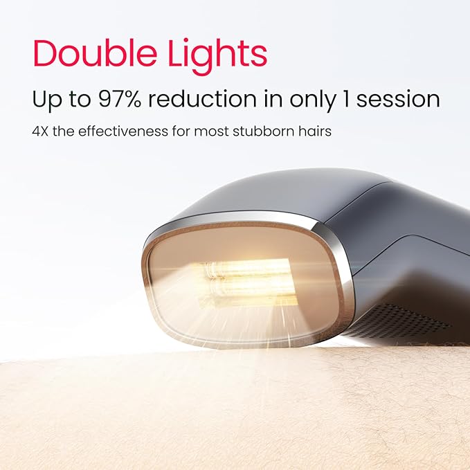 IPL Laser Hair Removal for Men, Dual Lights 100W, 35°F Sapphire Ice-Cooling, Quadruple-Pulse PHR Mode for Stubborn Hair, at Home Hair Removal Device for Armpits, Chest and Leg-FemmiqueWomen