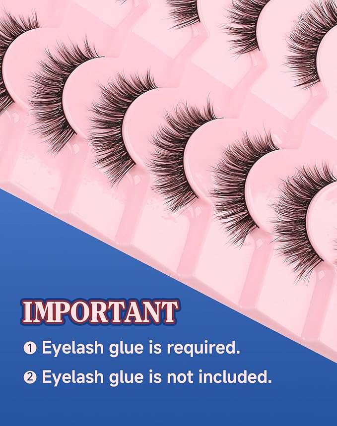Natural Lashes Natural Look Wispy Eyelashes Flared Strip Eyelash False Eye Lash Soft Eyelashes Pack 7 Pairs 13MM D75-FemmiqueWomen