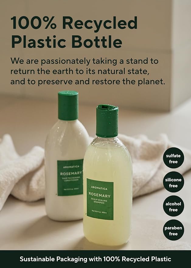 AROMATICA Rosemary Scalp Scaling Shampoo (2 packs) - Korean Hair Care with Thinning Hair Loss Natural Rosemary Essential Oil for Women Hair Growth - Free from Sulfate, Silicone, and Paraben (13.53 oz)-FemmiqueWomen