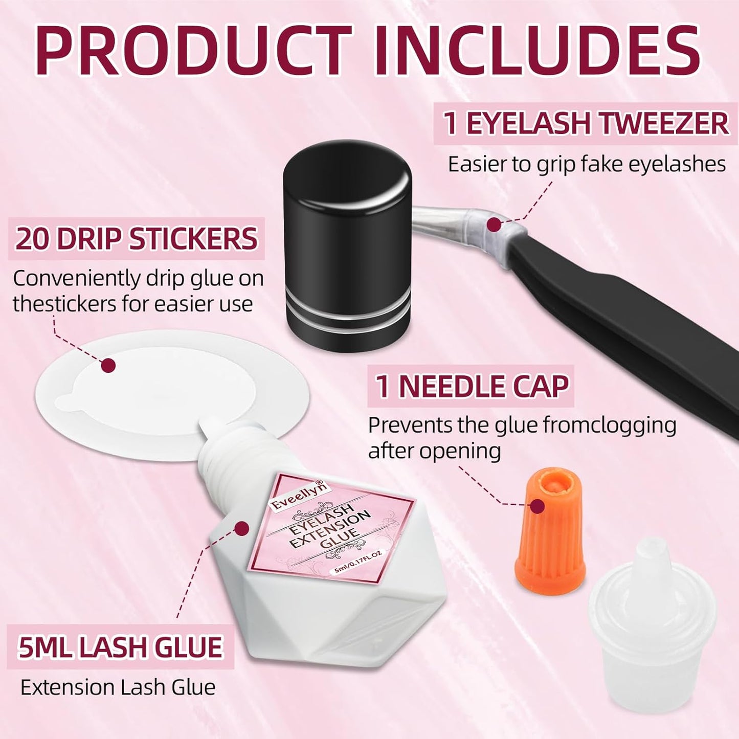 Eyelash Extension Glue, 5ml Lash Extension Glue, 2-3s Drying Time, Retention up to 7-8 Weeks, Power Extreme Waterproof for Professional Use Only-FemmiqueWomen