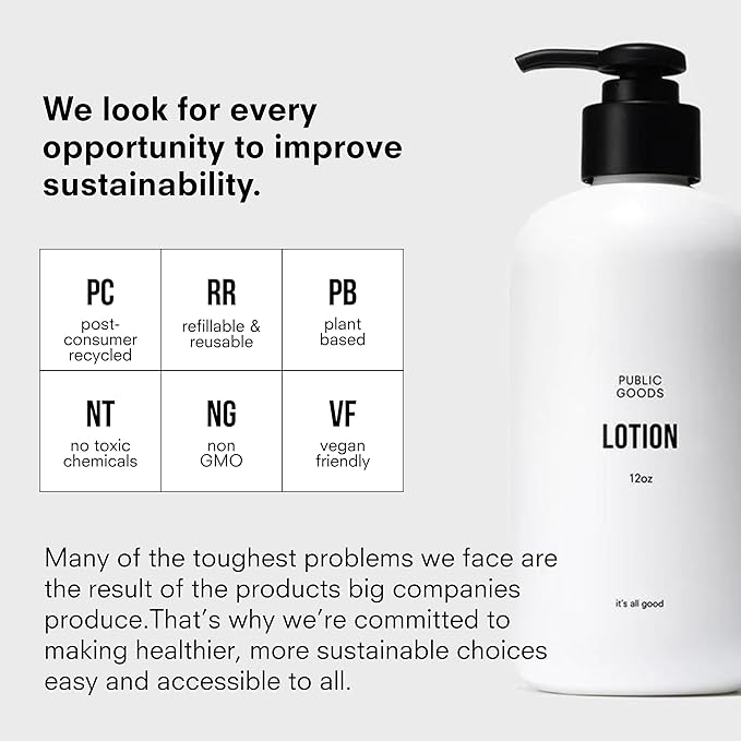 Public Goods Body & Hand Lotion for Women & Men | Natural Moisturizing Daily Lotion for Dry & Itchy Skin | Paraben & Sulfate Free | Made with Organic Essential Oils | Made in Canada | 12 Fl Oz Bottle-FemmiqueWomen