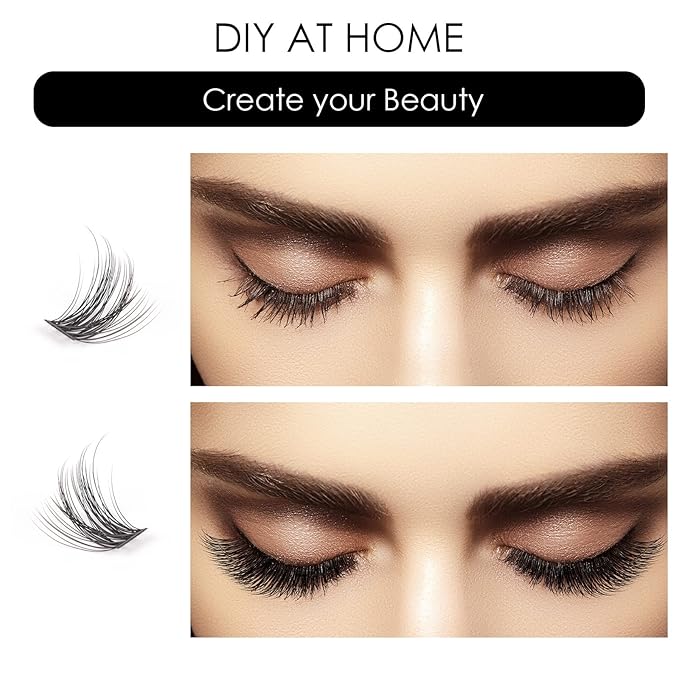 Cluster Lashes 72 Individual Lashes Clusters Eyelash Extensions False Eyelashes DIY Lash Extension Kit Reusable False Eyelashes Natural Look Mix 10-16mm C D Curl-DM06-FemmiqueWomen