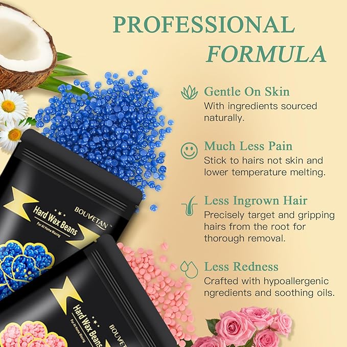 1.3Lb/21oz Wax Beads for Brazilian, Eyebrow, Face, Bikini, Legs, Arms Waxing - 6 Packs with 10 Wax Spatulas for Women and Men-FemmiqueWomen