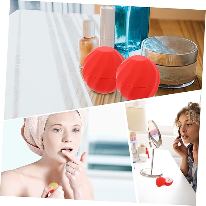 10pcs Box Spherical Lipstick Case Bulk Lip Balm Lipgloss Lip Gloss Round Ball Containers Lip Balm Containers Lip Balm Sphere Container Empty Lip Balm Sphere Lip Balm Bottles Red-FemmiqueWomen