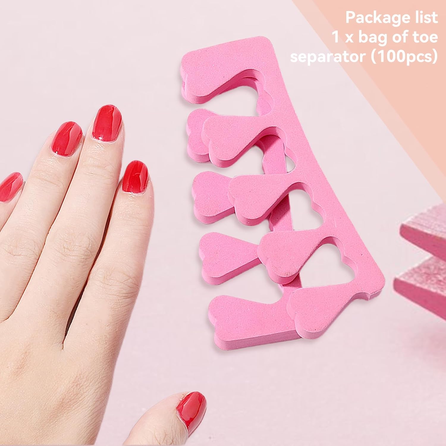 100PCS Sponge Toe Separator, Soft Toe Spreader Nail Art Finger Separator Divider Spacer Manicure Pedicure Tool for Nail Polish Salon Supplies (Pink)-FemmiqueWomen