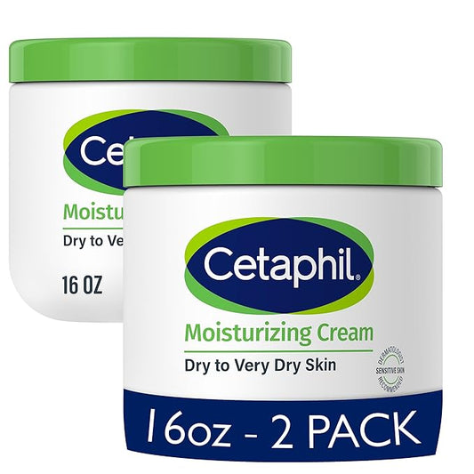 Cetaphil Face & Body Moisturizer, Hydrating Moisturizing Cream for Dry to Very Dry, Sensitive Skin, NEW 16 oz 2 Pack, Fragrance Free, Non-Comedogenic, Non-Greasy-FemmiqueWomen