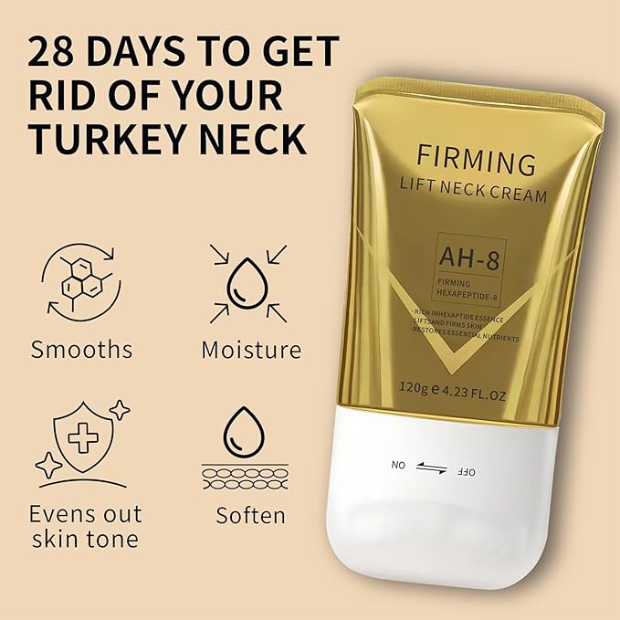 AH-8 Firming Neck Cream with Roller, Tightening & Lifting Cream for Sagging Skin, Contains Hexapeptide, Moisturizing for Face & Body Skin Tightening Cream-FemmiqueWomen