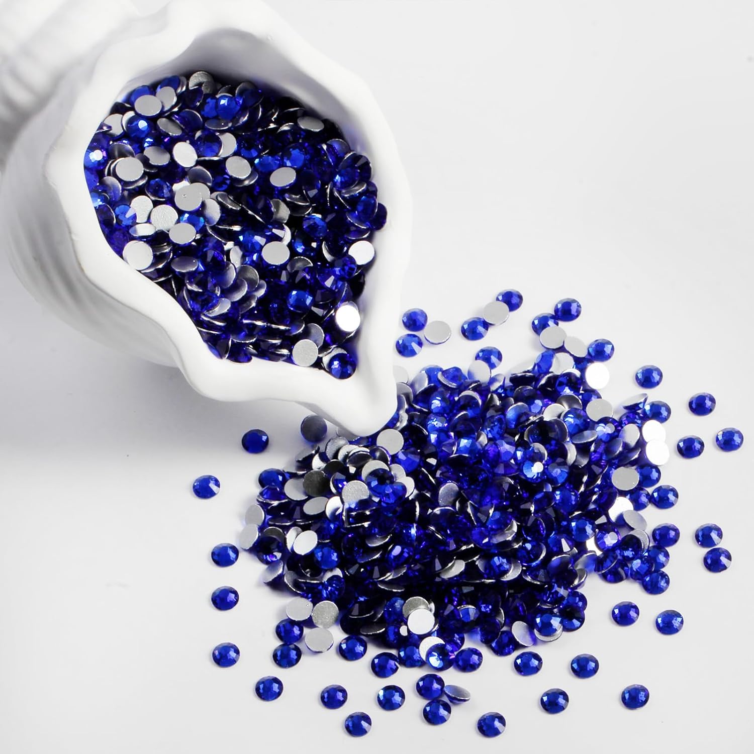 3000PCS SS8 Flatback Rhinestones | 12-Facet Diamond-Cut Glass Gems for Nail Art, Clothing, DIY Crafts |Glue-On Decoration Stones with Silver Backing(Sapphire)-FemmiqueWomen