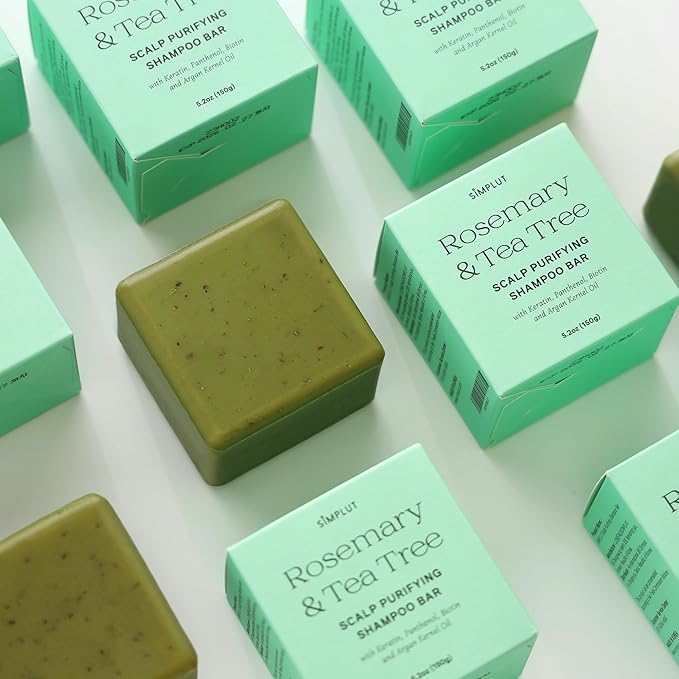 Rosemary & Tea-Tree Scalp Clarifying Shampoo Bar with Keratin, Panthenol, Biotin and Argan-Oil (5.2oz) | Sulfate Free, All Natural, Hair Moisturizing & Nourishing Soap, Deep Cleansing Solid Shampoo-FemmiqueWomen