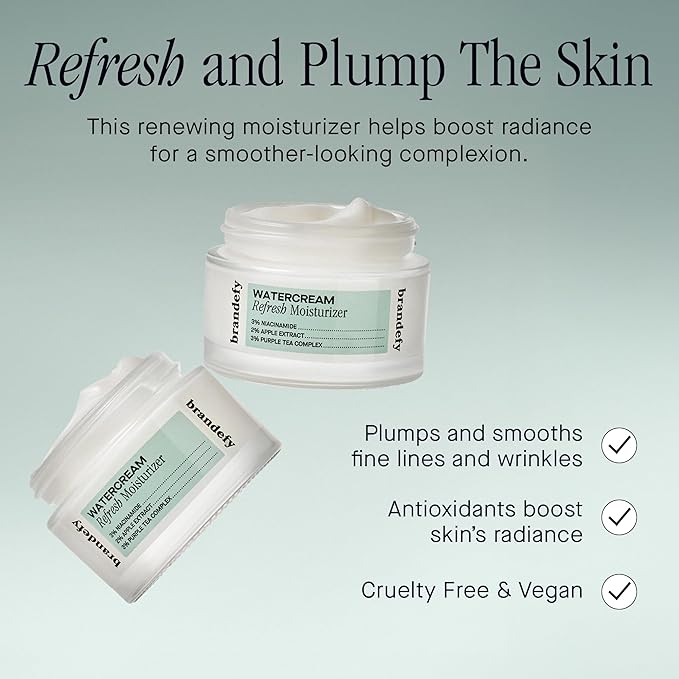Brandefy Water Cream Refresh Moisturizer - Lightweight, Pore-Refining Hydration Burst for Smooth, Super Hydrated Skin, Daily Face Moisturizer, Made in US (1.6 Oz)-FemmiqueWomen