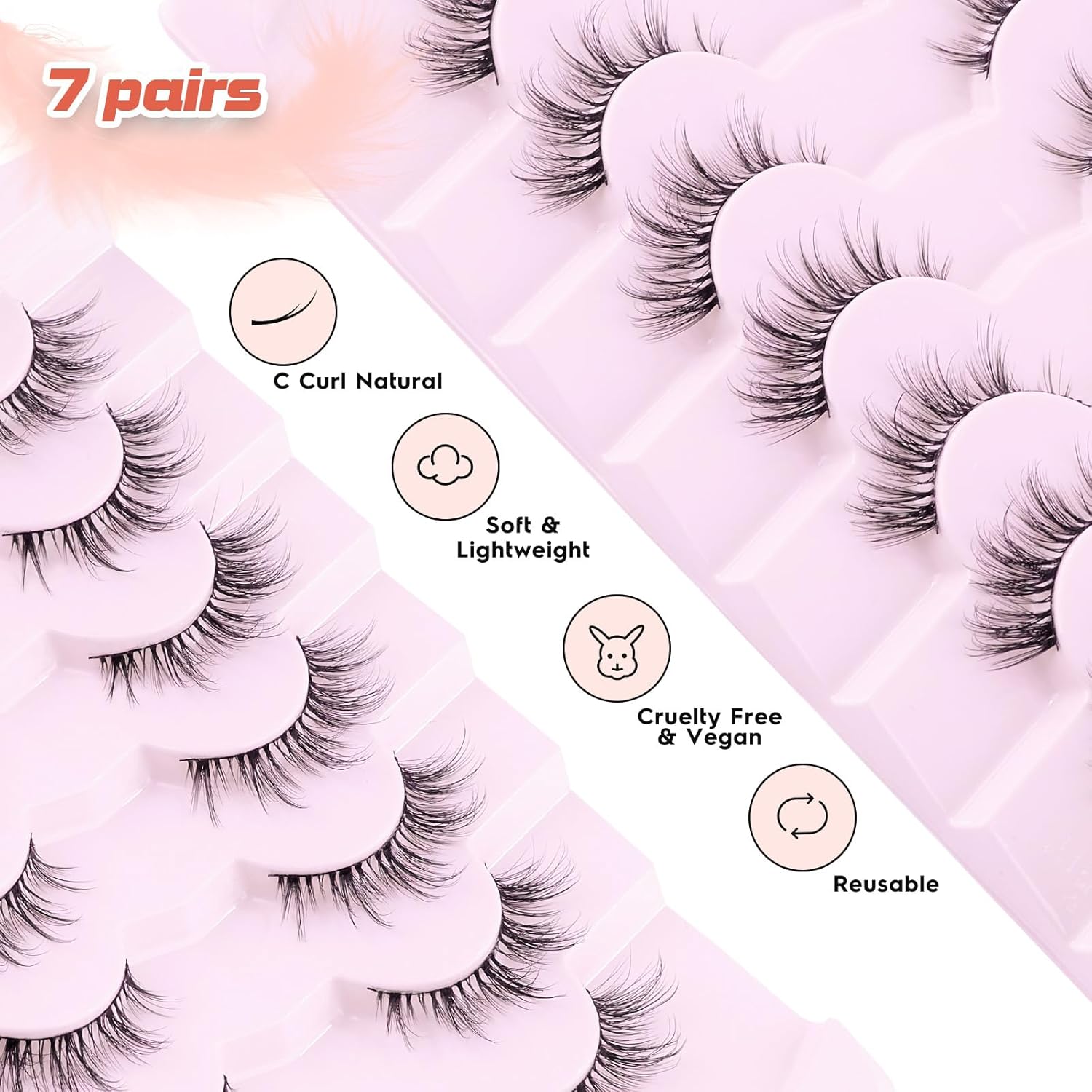 Cat Eye Lashes Wispy Eyelashes Manga Cat Eyelashes Natural Look 15mm Wispy False Lashes 3D Volume Fake Eyelashes Anime Lash Soft Faux Mink Lashes 7 Pairs Lashes Pack Siligli-FemmiqueWomen
