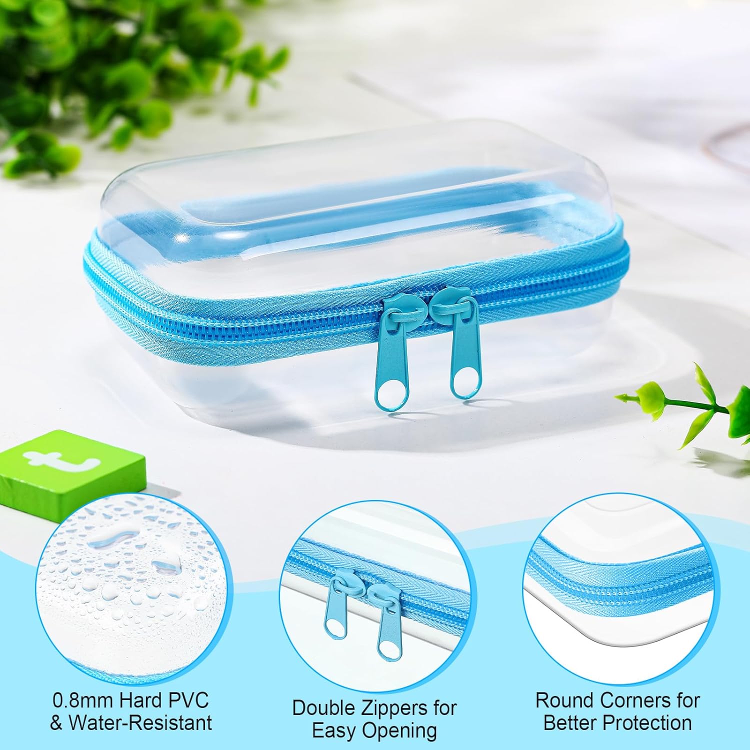 Sanwuta 6 Pcs Clear Hard Zipper Case Pencil Pouches Hard Plastic Zipper Pouches Makeup Bag Transparent Cases for Snacks Plastic Storage Organizer Box for Travel (Colorful,5 x 3 x 2 Inch)-FemmiqueWomen