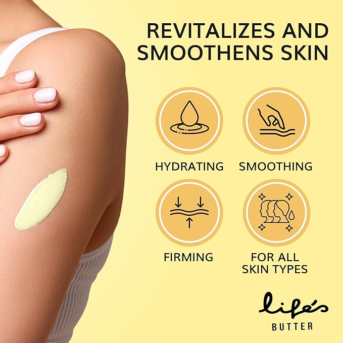 LIFE'S BUTTER Anti-Cellulite Cream - 100% Natural - Made in USA - Cruelty-Free - Hypoallergenic - Best Cellulite Reduction - Skin Firming + Tightening for Women L-Carnitine + CoQ10 + Caffeine – 6oz-FemmiqueWomen