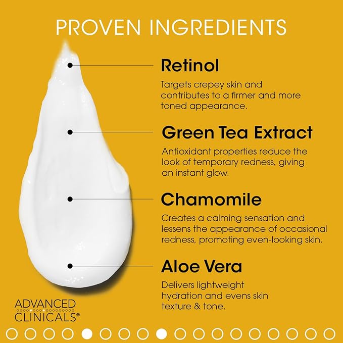 Advanced Clinicals Retinol Cream Face Moisturizer | Crepey Skin Care Treatment | Fragrance Free Body Lotion Targets Look Of Crepe Skin, Wrinkles, & Sagging Skin, 16 Oz (2-Pack)-FemmiqueWomen