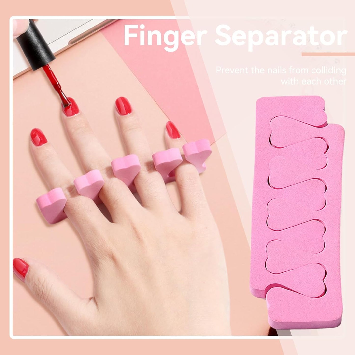 100PCS Sponge Toe Separator, Soft Toe Spreader Nail Art Finger Separator Divider Spacer Manicure Pedicure Tool for Nail Polish Salon Supplies (Pink)-FemmiqueWomen