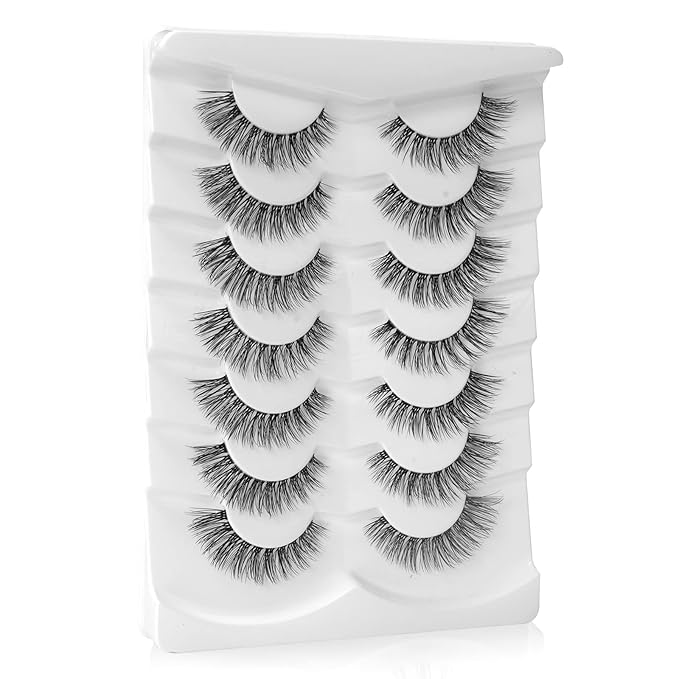 Onlyall Natural Eyelashes Mink False Eyelashes Natural Wispy Lashes Soft Clear Band Lashes Fluffy False Lashes 14MM A11-FemmiqueWomen