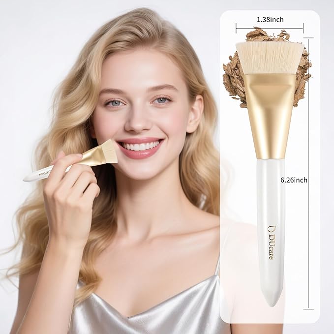 DUcare Contour Brush, Flat Top & Oval Head Face Contouring Brush For Blending & Buffing, Multi-Purpose Face Makeup Brushes for Liquid Foundation/Cream/Facial Mask-FemmiqueWomen