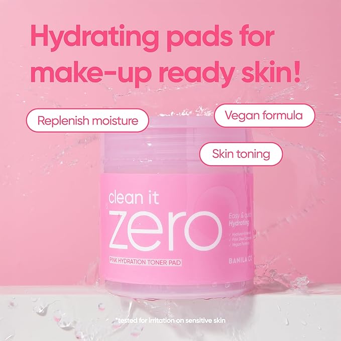 BANILA CO Clean it Zero Pink Hydration Toner Pad | Vegan Korean 3-Layered Pads | Hyaluronic Acids and Vitamin Complex to Moisturize and Soothe Skin | Hypoallergenic, Alcohol Free (70 Pads)-FemmiqueWomen