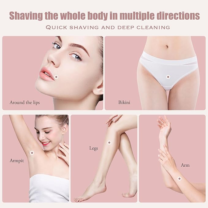 2-in-1 Women's Electric Shaver, Waterproof Cordless Bikini Trimmer & Body Razor, Dual Head Pain-Free Design, Pink Galaxy (2025)-FemmiqueWomen