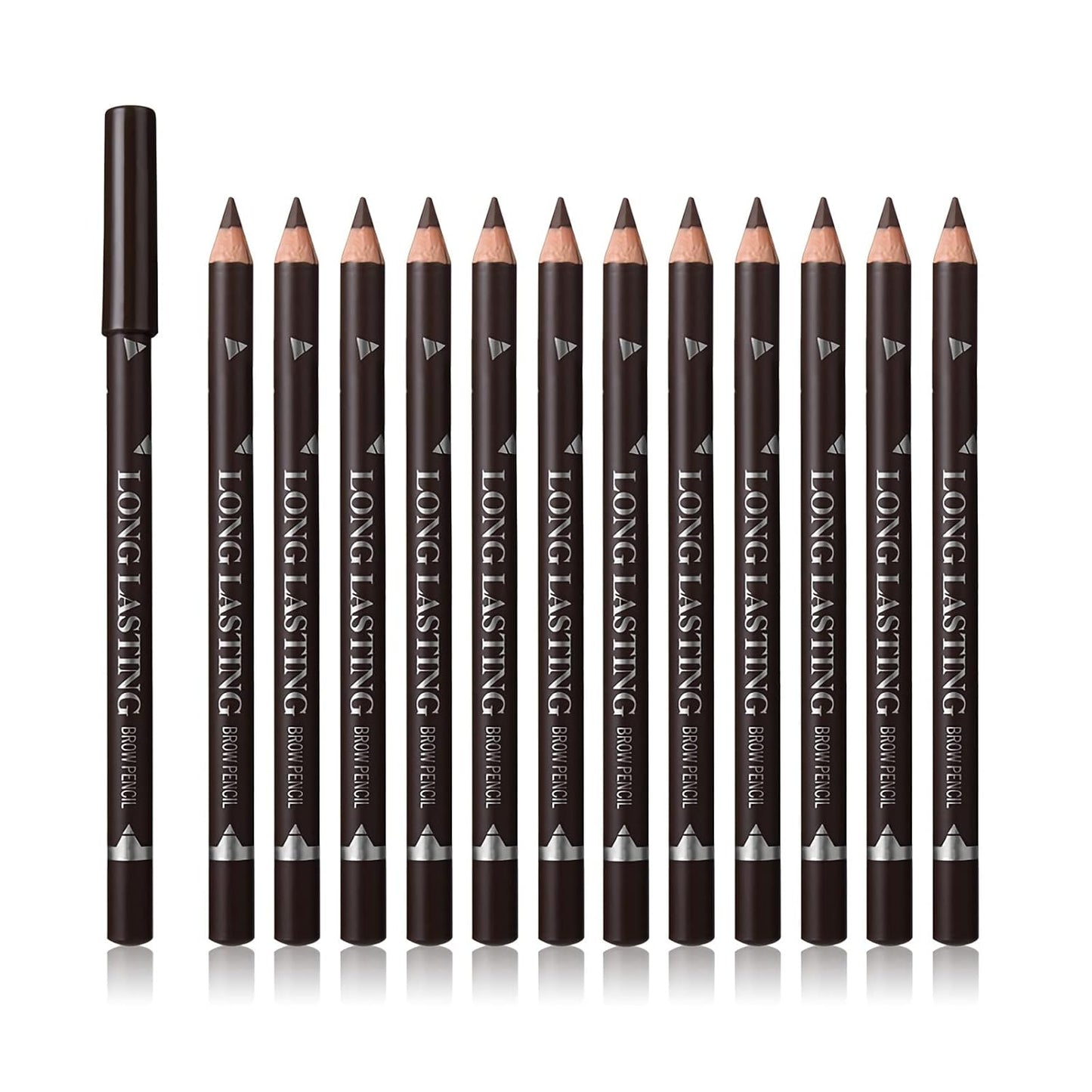 12 Pcs Dark Brown Eyebrow Pencil Eyeliner Makeup，Soft Textured，Easy to Color，Waterproof，Long Lasting Eyebrow Tint Pen for Fills in Sparse Areas and Gaps Create a Natural Eye Brow-FemmiqueWomen