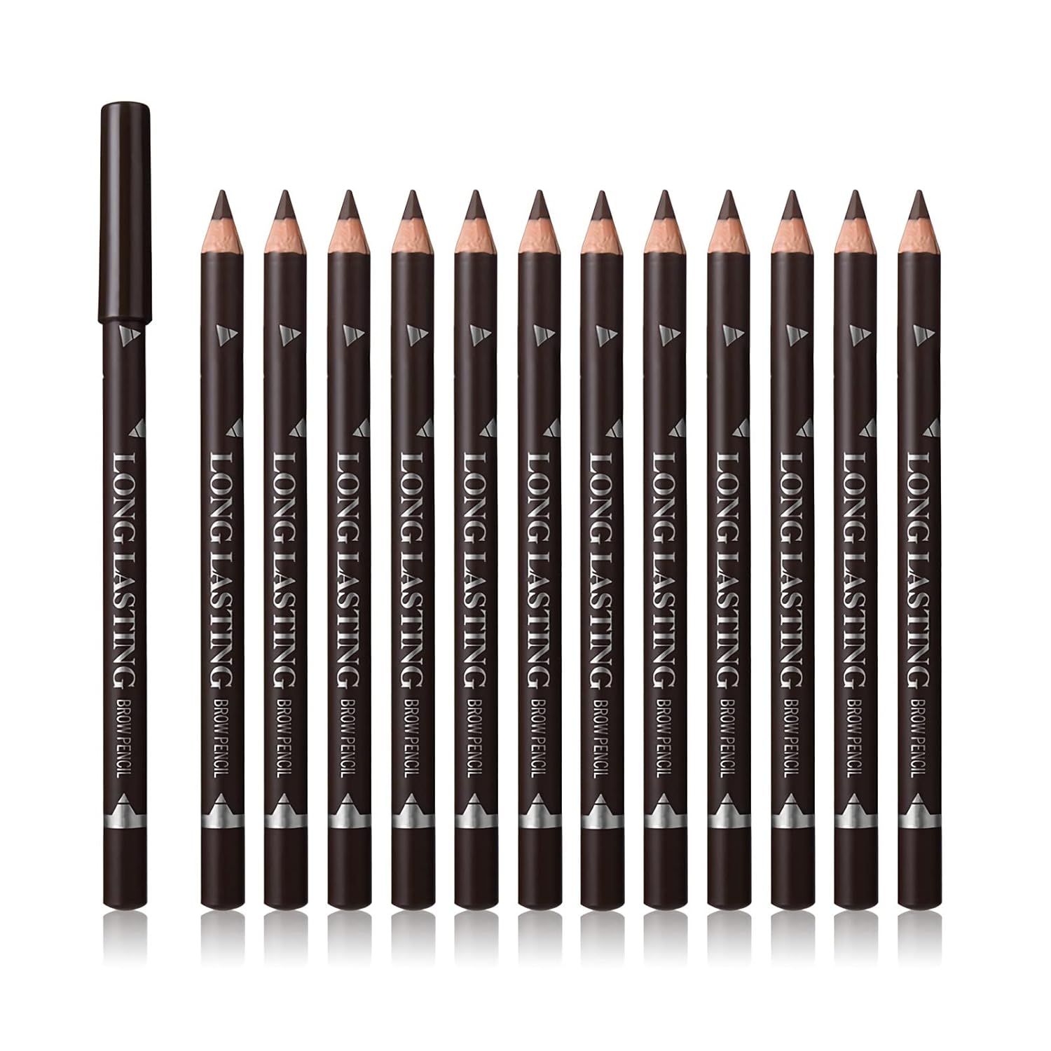 12 Pcs Dark Brown Eyebrow Pencil Eyeliner Makeup，Soft Textured，Easy to Color，Waterproof，Long Lasting Eyebrow Tint Pen for Fills in Sparse Areas and Gaps Create a Natural Eye Brow-FemmiqueWomen