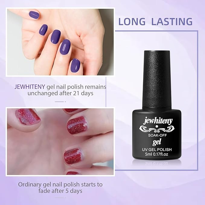 JEWHITENY 30PCS Nail Polish Kit 27 Colors Green Blue Pink Orange Gitter Sock Off Gel Polish with Matte& Glossy Top Base Coat for DIY Nail Art Manucure at Home Salon-FemmiqueWomen