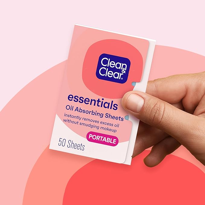 Clean & Clear Oil Absorbing Facial Sheets, Portable Blotting Papers for Face & Nose, Absorbing Blotting Sheets for Oily Skin to Instantly Remove Excess Oil & Shine, 3 x 50 ct-FemmiqueWomen