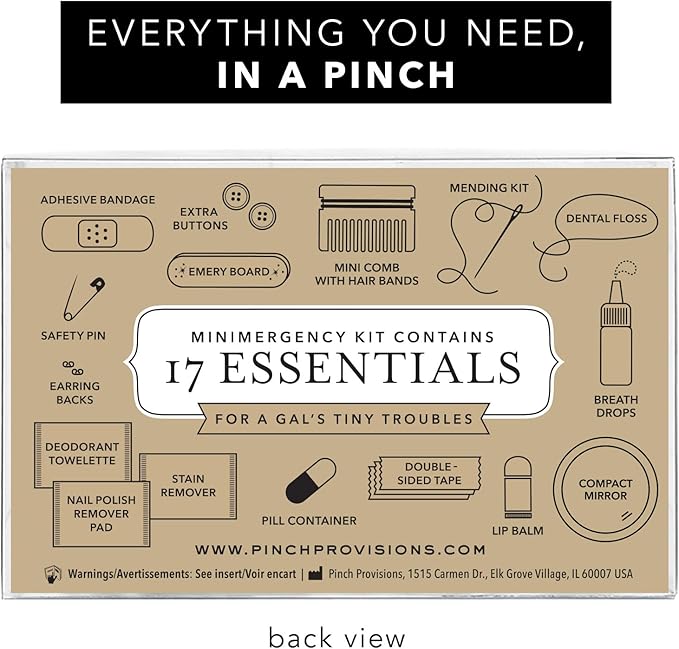 Pinch Provisions Velvet Minimergency Kit, for Her, Includes 17 Must-Have Emergency Essential Items, Compact, Multi-Functional Pouch, Gift for Parties and Birthdays-FemmiqueWomen