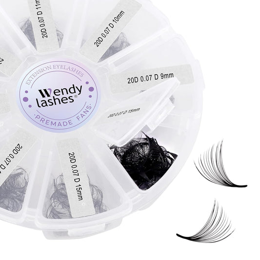 Premade Fans Eyelash Extension 500 Fans 20P Loose Volume Lashes D Curl Pre-made Fans 9-16mm-FemmiqueWomen
