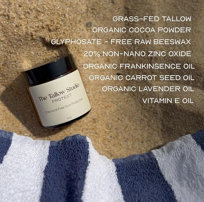 Everyday Tallow Mineral Sunscreen ~ SPF 30 | 100% Grass-Fed & Organic | Face & Body | Naturally Scented with Frankincense & Lavender Oil | Zinc Oxide | Water Resistant (2oz)-FemmiqueWomen