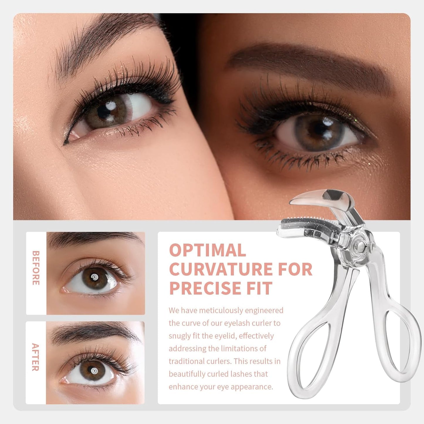 docolor Eyelash Curler with Eyelash Comb, Lash Curler with Silicone Refill Pads Suitable for all eye shapes Curl up to one day Easy to operate No Pinching or Pulling eyelash Eye Makeup Tool-FemmiqueWomen