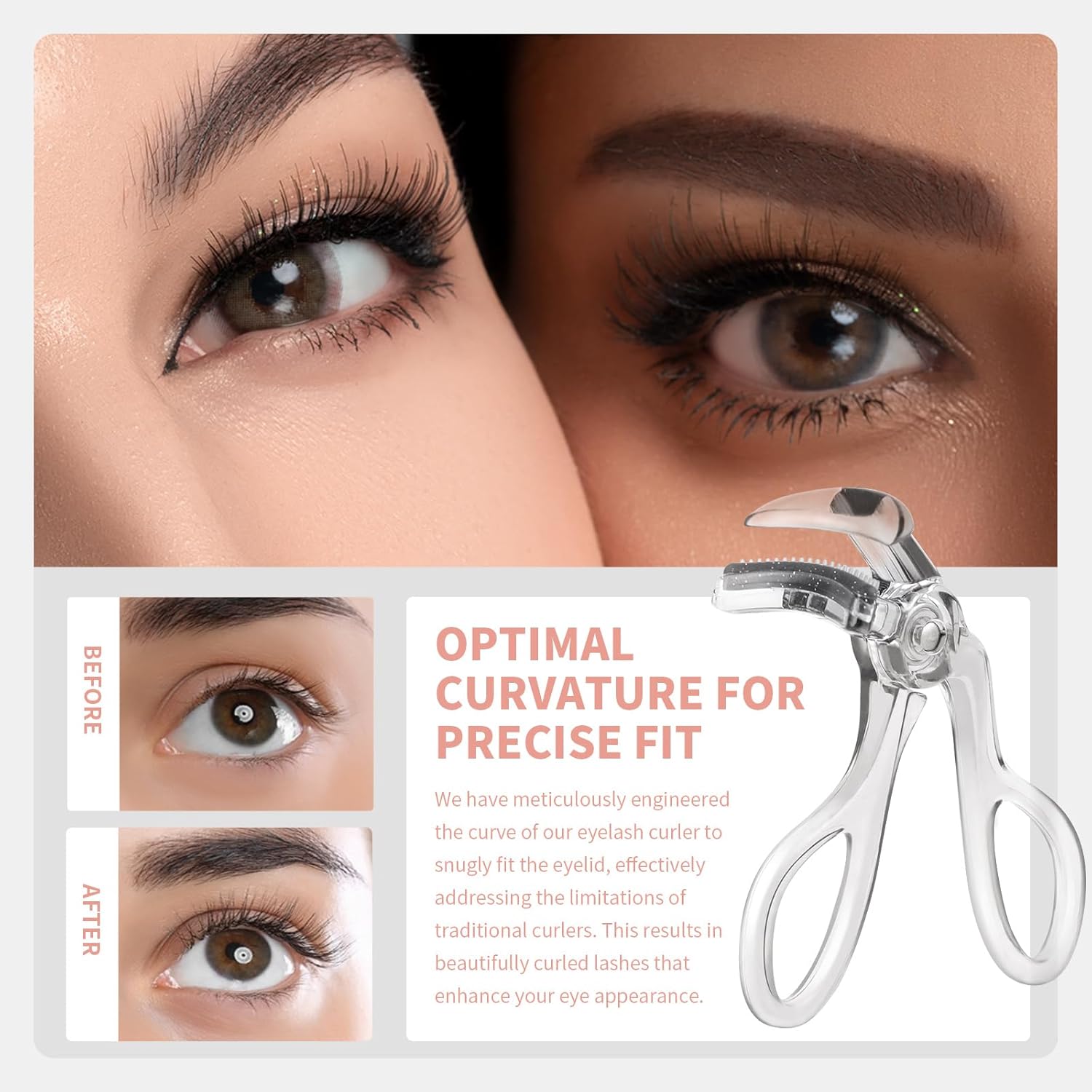 docolor Eyelash Curler with Eyelash Comb, Lash Curler with Silicone Refill Pads Suitable for all eye shapes Curl up to one day Easy to operate No Pinching or Pulling eyelash Eye Makeup Tool-FemmiqueWomen