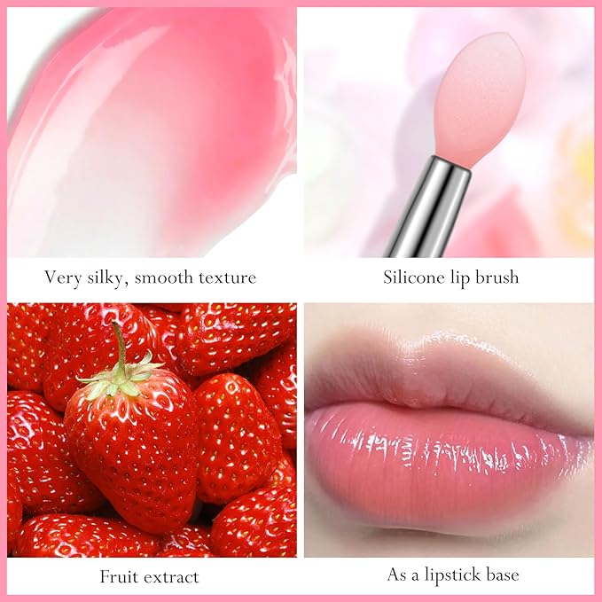 2Pc Jelly Lip Mask Overnight,Fruity Strawberry Lip Sleeping Mask Day Night Repair Kawaii Lip Balm Hydrate Plump Dry Lip Scrubs Exfoliator,Lip Care Lip Moisturizer with Collagen-Strawberry-FemmiqueWomen