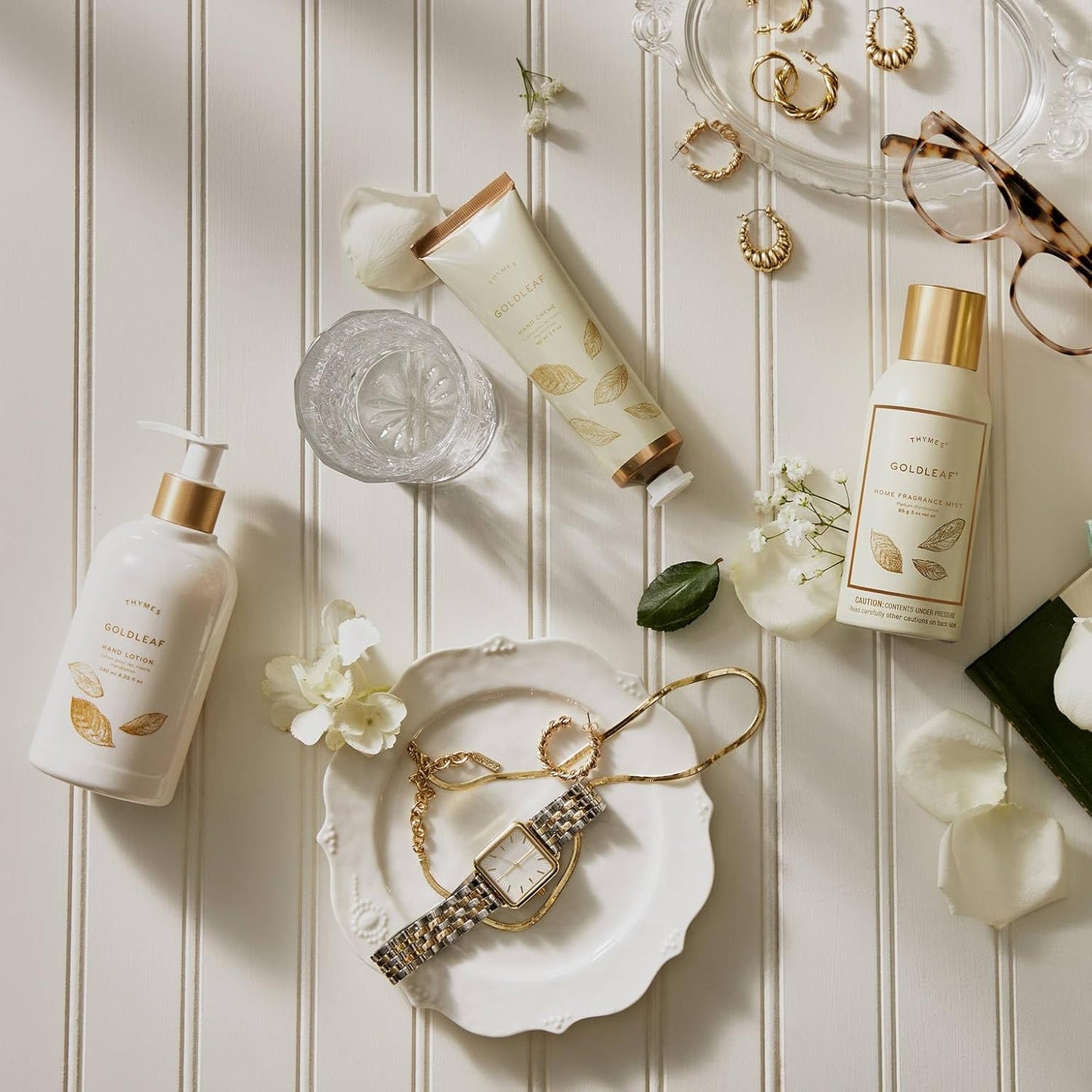 Thymes Goldleaf Perfumed Body Crème - Moisturizing Body Cream - Shea Butter Body Lotion with Vitamin E, jojoba Oil, and Honey for Skin Care Routine - Body and Hand Lotion for Women & Men (9.25 fl oz)-FemmiqueWomen