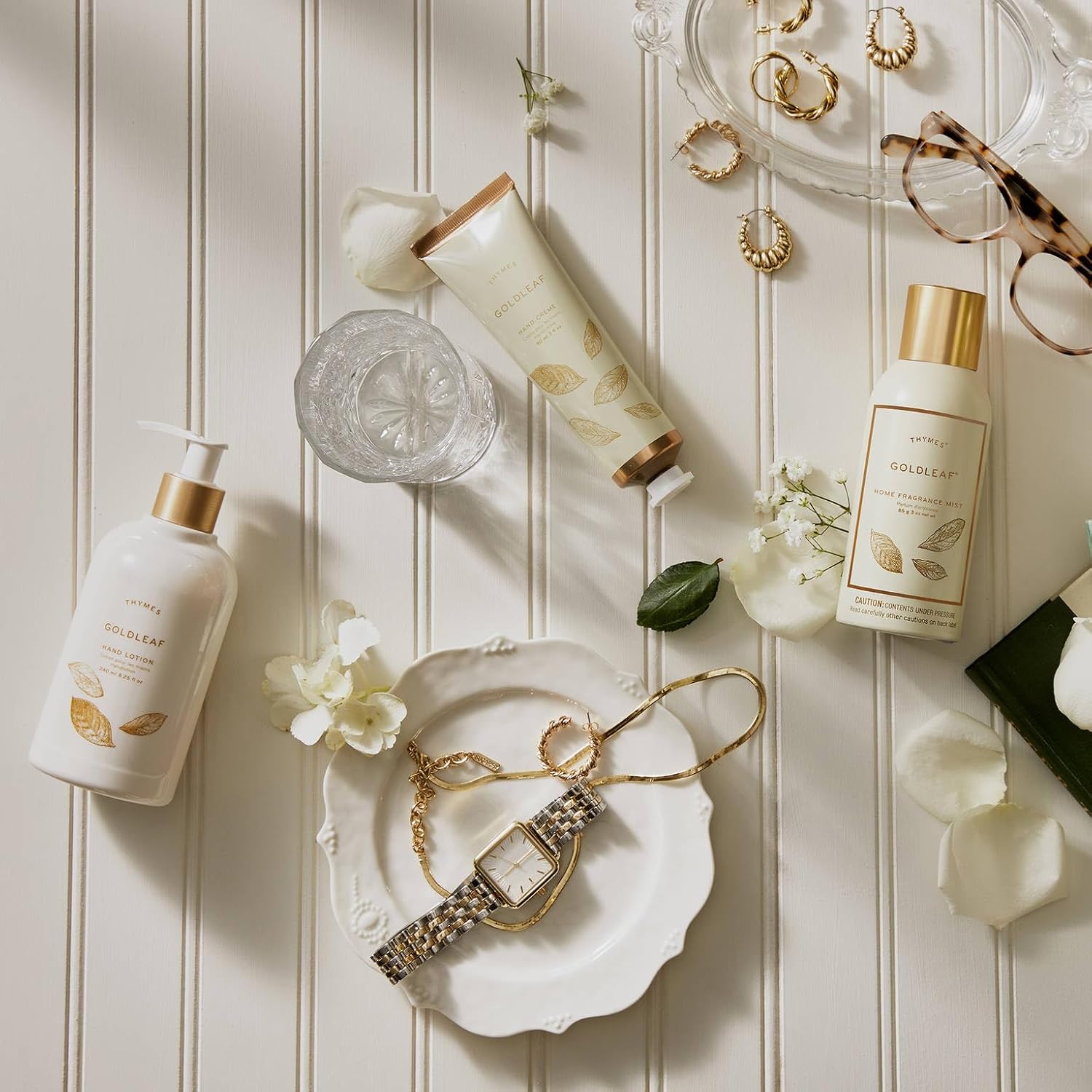 Thymes Goldleaf Perfumed Body Crème - Moisturizing Body Cream - Shea Butter Body Lotion with Vitamin E, jojoba Oil, and Honey for Skin Care Routine - Body and Hand Lotion for Women & Men (9.25 fl oz)-FemmiqueWomen