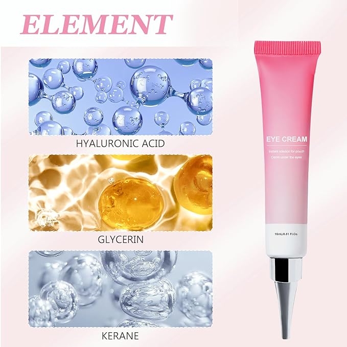 Instant Under Eye Cream, Ream For Eye Bags, Moisturizing Eye Cream, Anti-Wrinkle Eye, Brightening Eyes Tightener Cream, Helps To Instantly Reduce The Puffy Eye Look（2pcs）-FemmiqueWomen