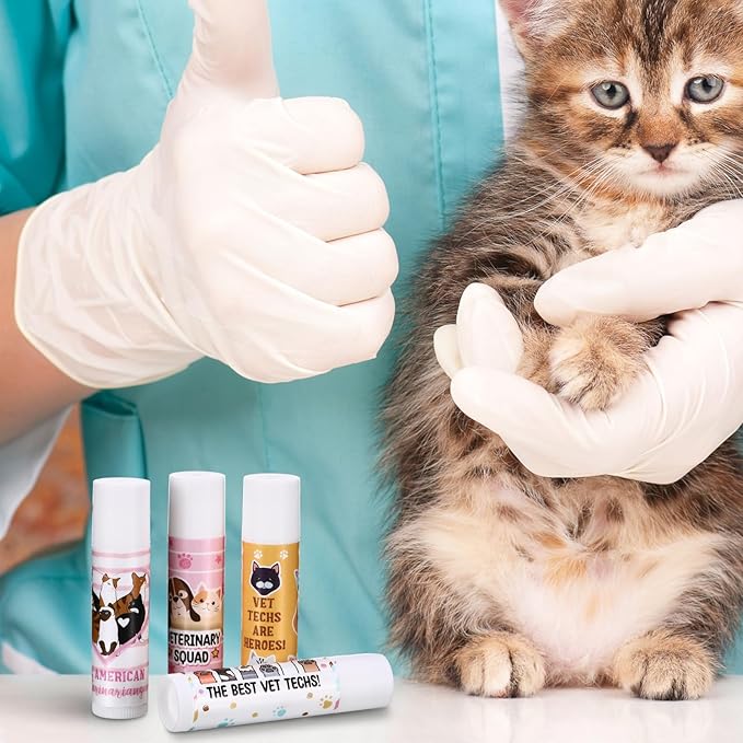 36 Sets Vet Tech Gift Animal Lip Balm Thank You Tag Organza Bag Veterinarian Appreciation Gifts Vet Tech Week Gift for Veterinary Technologist Nurse Birthday Christmas End of Year Supplies-FemmiqueWomen
