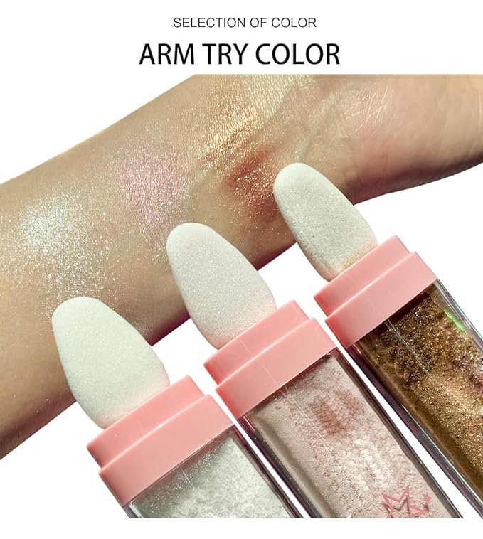 3 Color Glitter Powder Highlighter Makeup,Body Brightens the Natural Three-Dimensional Face Blusher Patting Glitter Powder Highlighter Makeup (01# 02#03#)-FemmiqueWomen