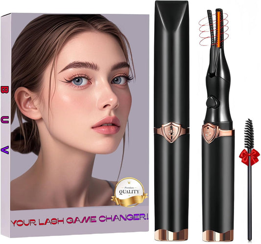 Heated Eyelash Curler - 2 in 1 Clip-Type Eyelash Curlers - Electric Eyelash Curler Rechargeable for 24H Long Lasting, 3 Heating Modes, 8S Fast Heating, Makeup Tool Gifts for Women Girls, Black-A-FemmiqueWomen